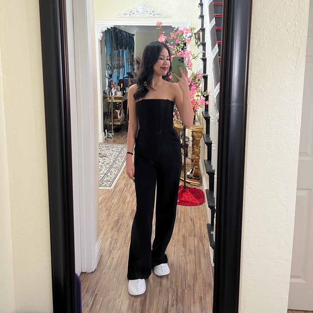Zara Black Strapless Jumpsuit with Pocket